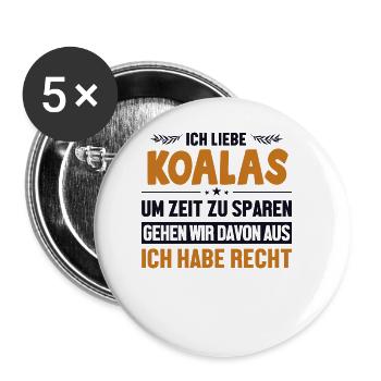 Koalas haben immer Recht Koalabear Eucalyptus - Lot de 5 grands badges (56 mm) - blanc - Devant