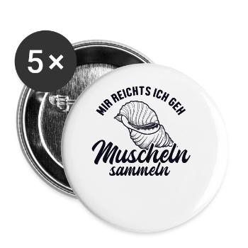 Mir reichts ich geh Muscheln sammeln Seashell - Lot de 5 grands badges (56 mm) - blanc - Devant