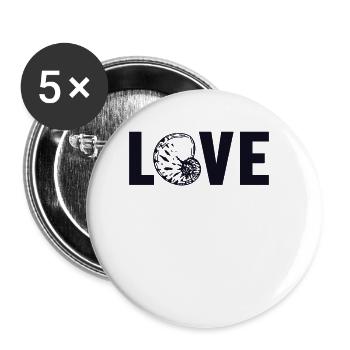 Sac à coquille Love Shell Bivalvia Hunter Seashell - Lot de 5 grands badges (56 mm) - blanc - Devant