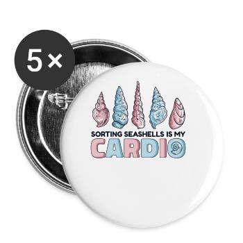Trier les coquillages, c’est mon coquillage cardio bivalvia - Lot de 5 grands badges (56 mm) - blanc - Devant