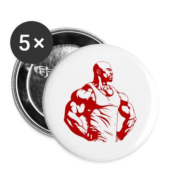 Bodybuilder Fitness Muscles Gym Bodybuilding - Buttons large 2.2''/56 mm (5-pack) - white - Front