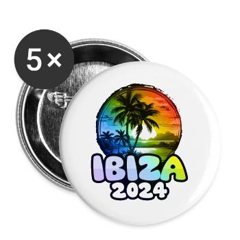 Ibiza 2024 Palm Trees Colorful - Buttons large 2.2''/56 mm (5-pack) - white - Front