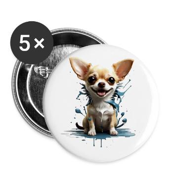 CHIEN CHIHUAHUA - Lot de 5 grands badges (56 mm) - blanc - Devant
