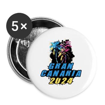Gran Canaria 2024 Holiday Palm Trees Colorful - Buttons large 2.2''/56 mm (5-pack) - white - Front