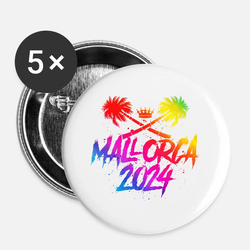 Mallorca 2024 Crown Colorful - Buttons large 2.2''/56 mm (5-pack) - white