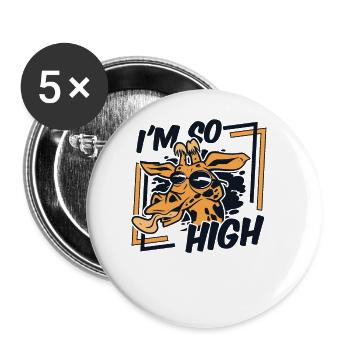 I'm So High Nubian African Giraffidae Giraffe - Buttons large 2.2''/56 mm (5-pack) - white - Front