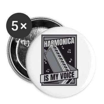 L’harmonica est ma voix Harmoniste Harmoniste - Lot de 5 grands badges (56 mm) - blanc - Devant