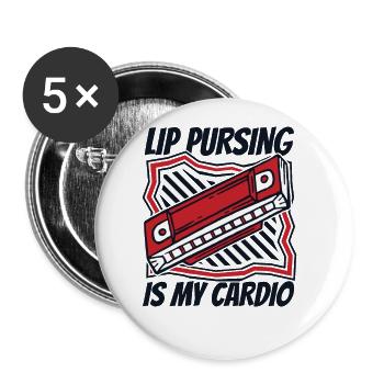 Le pincement des lèvres est ma harpe à bouche d’harmoniciste cardio - Lot de 5 grands badges (56 mm) - blanc - Devant