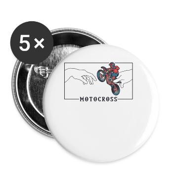 Michelangelo Création d’Adam Motocross Supermoto - Lot de 5 grands badges (56 mm) - blanc - Devant