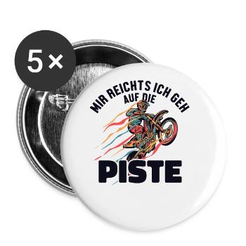 Mir reichts ich geh auf die Piste Supermoto - Lot de 5 grands badges (56 mm) - blanc - Devant