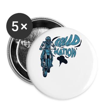 Braap Nation Motorcycle Racing Supermoto Riders - Buttons large 2.2''/56 mm (5-pack) - white - Front