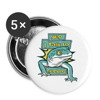 Ich spreche mit Geckos Eidechse Gekkota Schopfleopard - Buttons groß 56 mm (5er Pack) - Weiß - Vorne