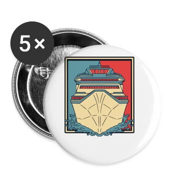 Kreuzfahrtschiff Passagierschiff Kreuzfahrt Crew Kreuzfahrt - Buttons groß 56 mm (5er Pack) - Weiß - Vorne