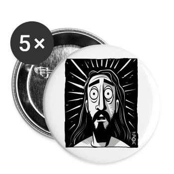 Dessin animé Jésus Homme - Lot de 5 grands badges (56 mm) - blanc - Devant