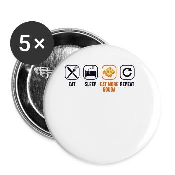 Manger Dormir Manger plus Gouda Répéteur Maker Queso Gouda - Lot de 5 grands badges (56 mm) - blanc - Devant