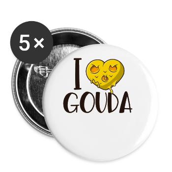 J’aime le Gouda Queso Fromager Amant le Gouda - Lot de 5 grands badges (56 mm) - blanc - Devant