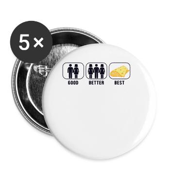 Gut Besser Bester Gouda Käsehändler Hersteller Queso - Buttons groß 56 mm (5er Pack) - Weiß - Vorne