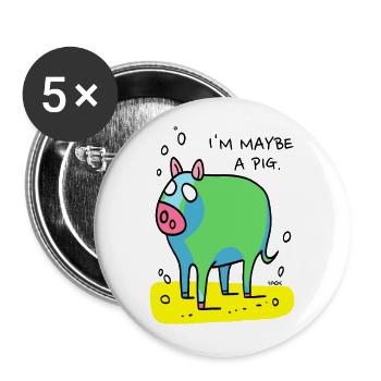 Farm animal, maybe a pig - Buttons large 2.2''/56 mm (5-pack) - white - Front