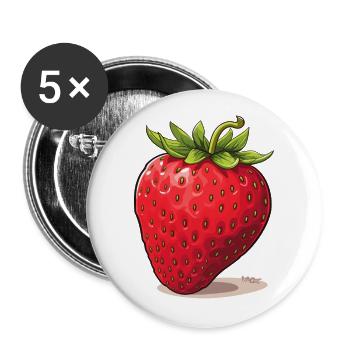 A strawberry - Buttons large 2.2''/56 mm (5-pack) - white - Front