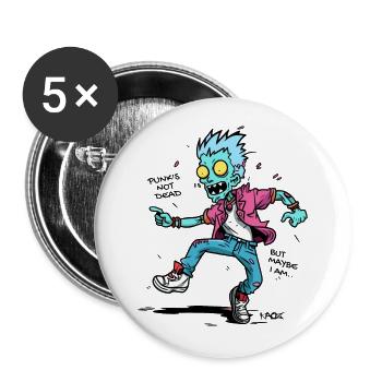 Punk ist nicht tot, aber ich: Punker Zombie - Buttons groß 56 mm (5er Pack) - Weiß - Vorne