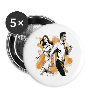 Couple breaks out and dances - Buttons large 2.2''/56 mm (5-pack) - white - Front