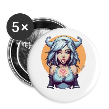 L’ancienne déesse de l’espièglerie et des farces - Lot de 5 grands badges (56 mm) - blanc - Devant