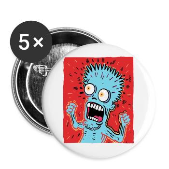 Cartoon art of a crazy guy - Buttons large 2.2''/56 mm (5-pack) - white - Front