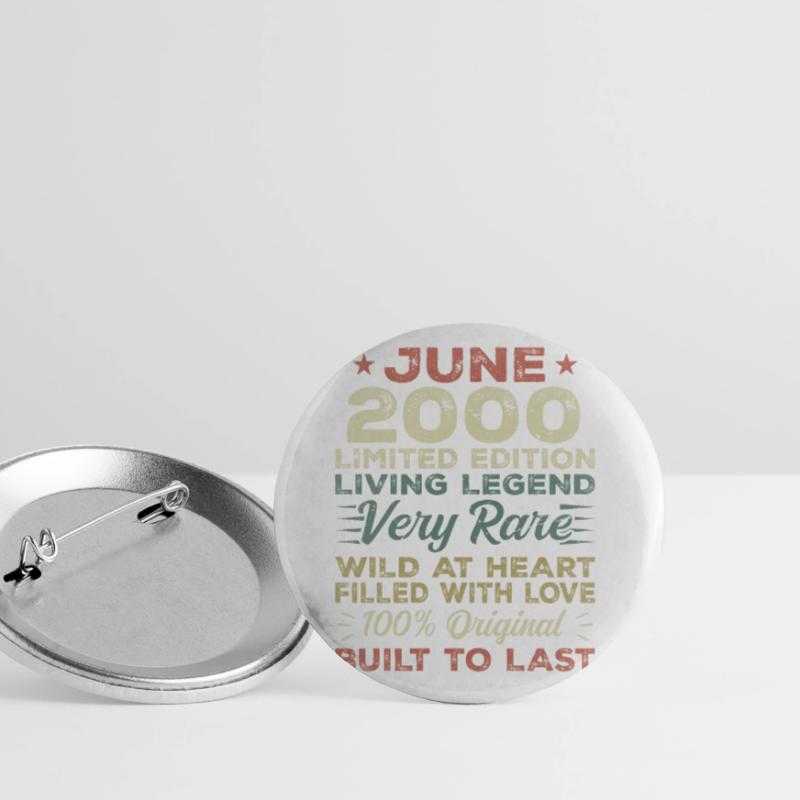 Juni 2000 Geburtstag Juni 2000 Geschenk Juni 2000 Buttons groß 56 mm (5er Pack)
