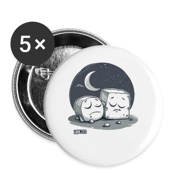 Niedlicher verschlafener Tofu und der Mond - Buttons groß 56 mm (5er Pack) - Weiß - Vorne