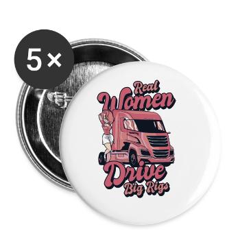 De vraies femmes conduisent de gros camions Trucker Legends Lover - Lot de 5 grands badges (56 mm) - blanc - Devant