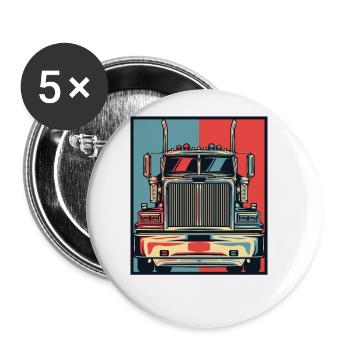 Truck Portrait Trucker Truckie Legenden Liebhaber - Buttons groß 56 mm (5er Pack) - Weiß - Vorne
