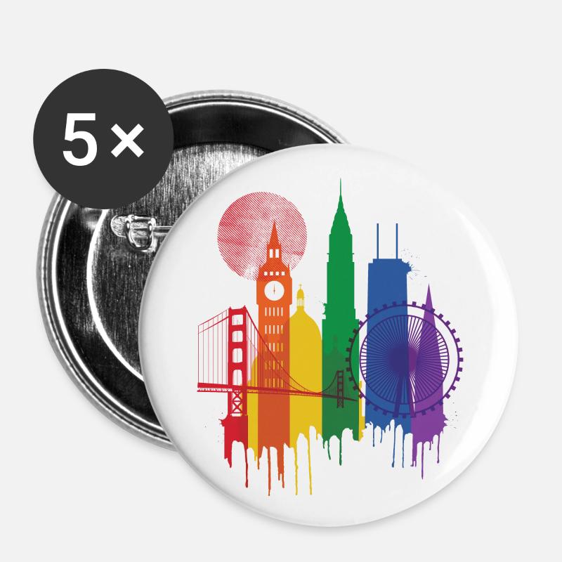 Stolthed over byen - Buttons/Badges stor, 56 mm (5-pack) - hvid