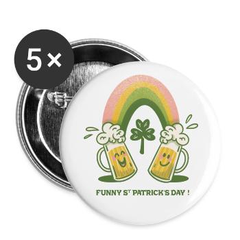 Funny Saint Patrick'day ! - Lot de 5 grands badges (56 mm) - blanc - Devant
