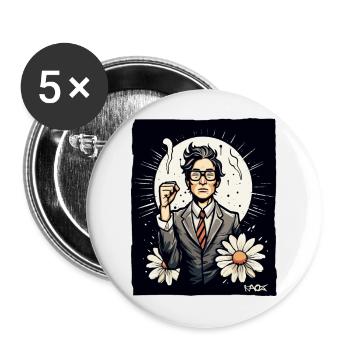 Japanischer Mitarbeiter kämpft für Freiheit - Buttons groß 56 mm (5er Pack) - Weiß - Vorne