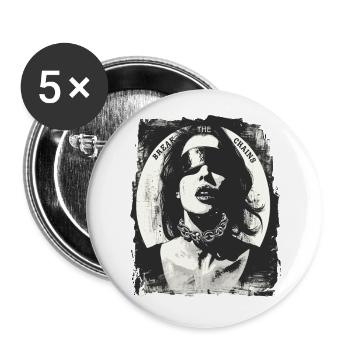 Frau, durchbreche die Ketten - Buttons groß 56 mm (5er Pack) - Weiß - Vorne