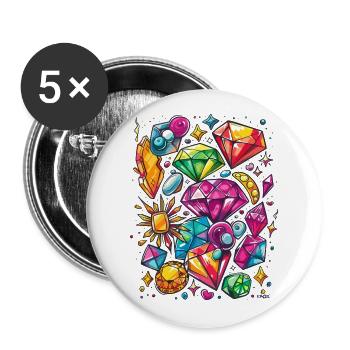Jewellery and Jewellery: Diamonds and Rubies - Buttons large 2.2''/56 mm (5-pack) - white - Front