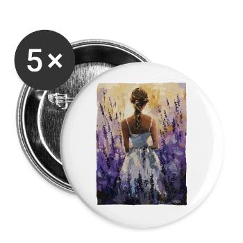The girl in the field full of lavender - Buttons large 2.2''/56 mm (5-pack) - white - Front