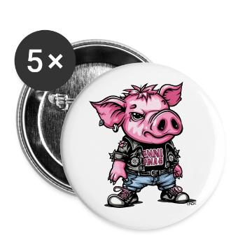 Das Punk Schwein - Buttons groß 56 mm (5er Pack) - Weiß - Vorne