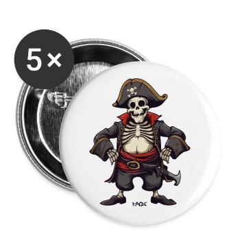 Méfiez-vous du gros pirate squelette - Lot de 5 grands badges (56 mm) - blanc - Devant