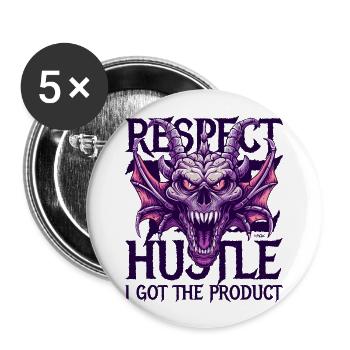 Respektiere den Einsatz: Das Produkt, Drache - Buttons groß 56 mm (5er Pack) - Weiß - Vorne