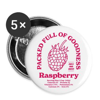 Raspberry Nutritional - Buttons large 2.2''/56 mm (5-pack) - white - Front