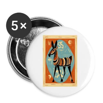 Art ancien : Âne - Lot de 5 grands badges (56 mm) - blanc - Devant