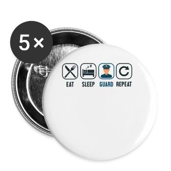 Manger Dormir Garde Policiers Répétitif Corrections - Lot de 5 grands badges (56 mm) - blanc - Devant