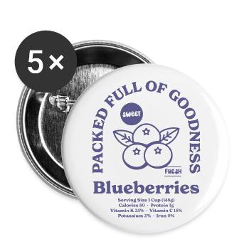 Heidelbeeren Ernährung - Buttons groß 56 mm (5er Pack) - Weiß - Vorne