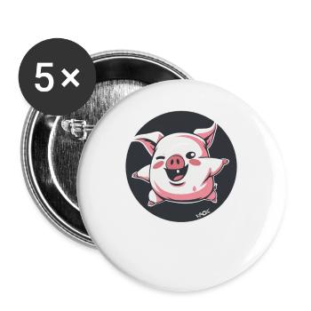 Cochon de bacon au jambon heureux drôle - Lot de 5 grands badges (56 mm) - blanc - Devant