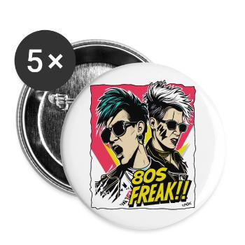 Culture de la musique pop et freak des années 80 - Lot de 5 grands badges (56 mm) - blanc - Devant