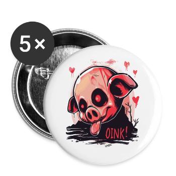 Nosferatu-Vampir-Zombie-Schweinchen, Oink! - Buttons groß 56 mm (5er Pack) - Weiß - Vorne