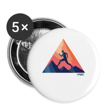 Emblème triangulaire de la course en plein air et de la course à pied - Lot de 5 grands badges (56 mm) - blanc - Devant