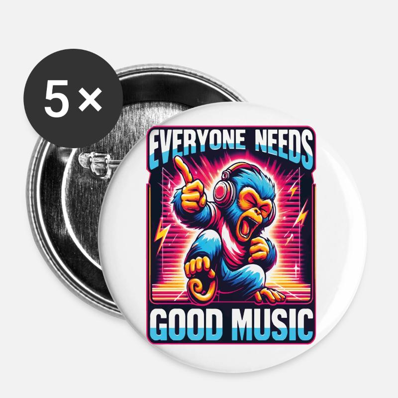 Everyone needs - Funky Monkey Design. - Buttons large 2.2''/56 mm (5-pack) - white