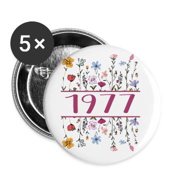 1977 Légendaire Depuis 1977 Anniversaire 1977 Femmes - Lot de 5 grands badges (56 mm) - blanc - Devant